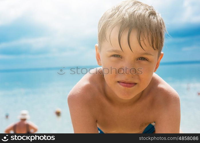 Baby boy at beach. Baby boy at the beach