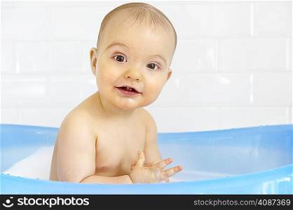 Baby boy in bath