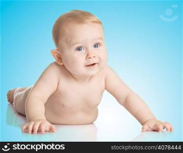baby boy isolated on blue background