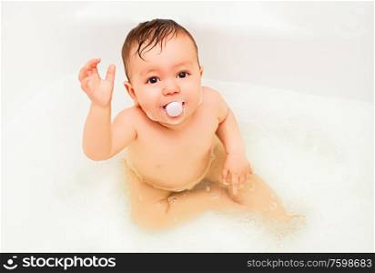 baby boy taking in bath