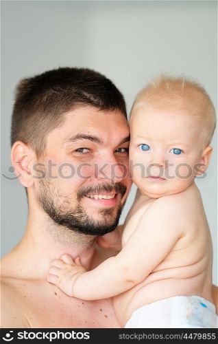 Baby boy with his father