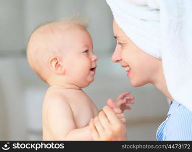 Baby boy with his mother