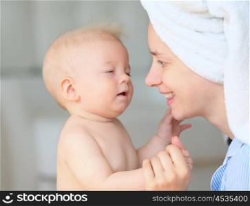 Baby boy with his mother