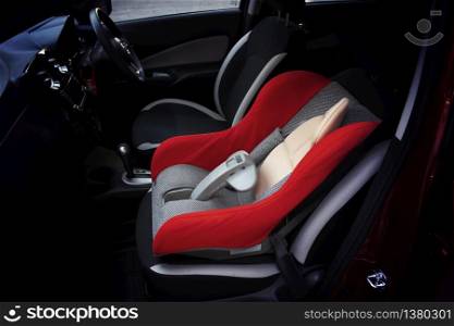 Baby car seat in a car.