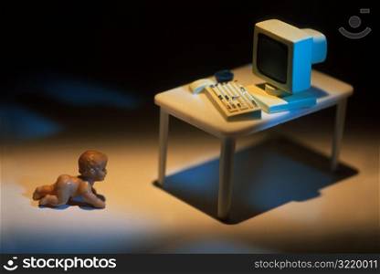 Baby Crawling Towards Computer