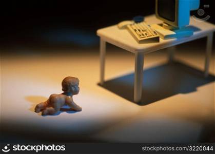 Baby Crawling Towards Computer