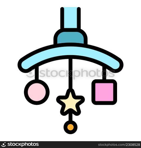 Baby crib toy icon. Outline baby crib toy vector icon color flat isolated. Baby crib toy icon color outline vector