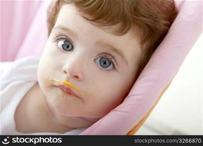 baby deity mouth of eating porridge orange color