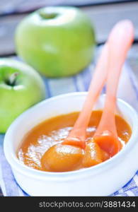 baby food in bowl and on a table