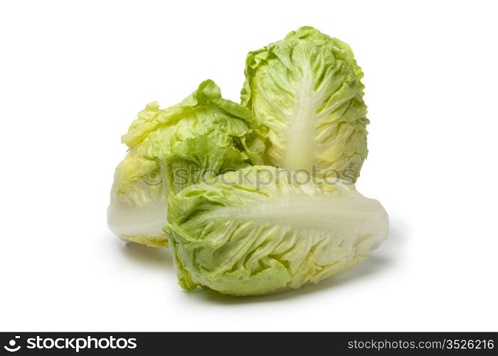 Baby gem lettuce on white background