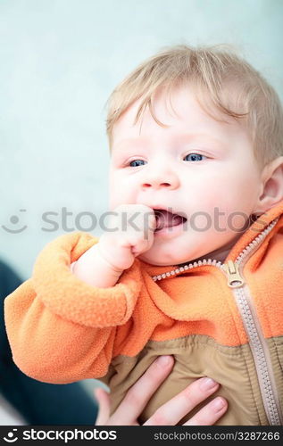 baby girl face with smile expression indoors