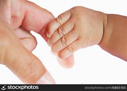 baby hand from new born on white background