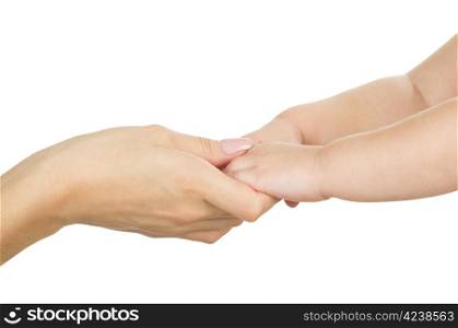 Baby hand holding mother hand