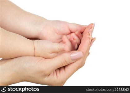 Baby hand holding mother hand