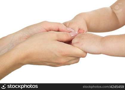 Baby hand holding mother hand