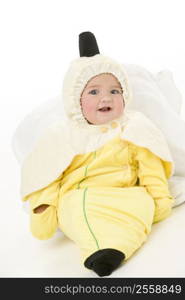 Baby in banana costume