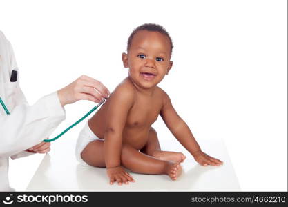 Baby in diaper during a medical isolated on a white background