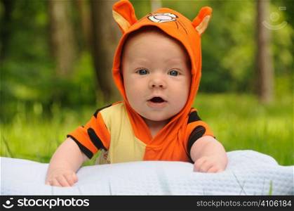 Baby in tigger outfit