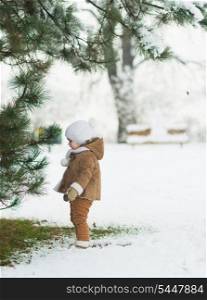 Baby in winter park