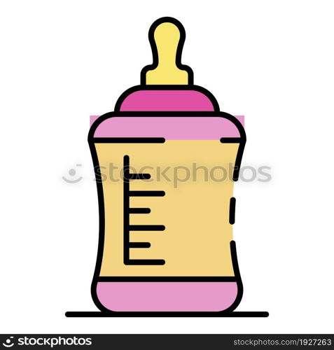 Baby nipple bottle icon. Outline baby nipple bottle vector icon color flat isolated. Baby nipple bottle icon color outline vector