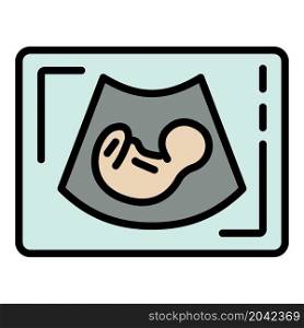 Baby on ultrasound screen icon. Outline baby on ultrasound screen vector icon color flat isolated. Baby on ultrasound screen icon color outline vector