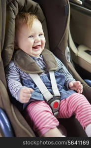 Baby Sitting Happily In Car Seat