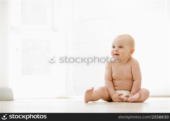 Baby sitting indoors