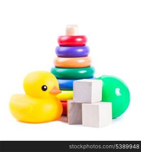 Baby toys isolated on the white background