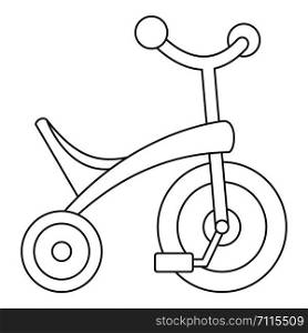 Baby tricycle icon. Outline baby tricycle vector icon for web design isolated on white background. Baby tricycle icon, outline style