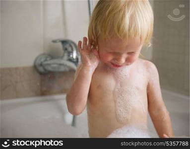 Baby washing away bath foam