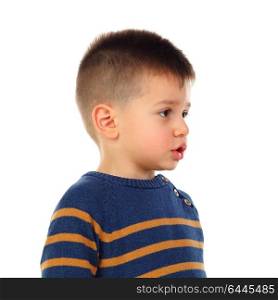 Baby with a serious expression isolated on a white background