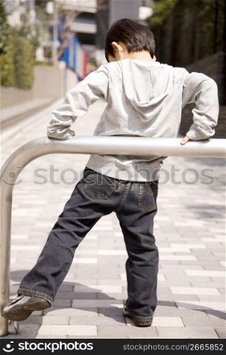 Back figure of Japanese boy