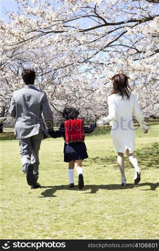 Back figure of Japanese family