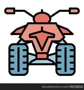 Back of quad bike icon. Outline back of quad bike vector icon color flat isolated. Back of quad bike icon color outline vector