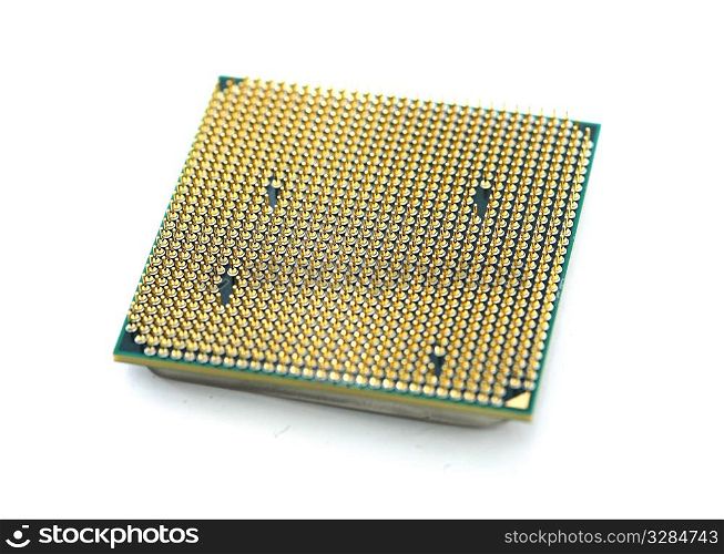 back of the micro processor isolated on the white background