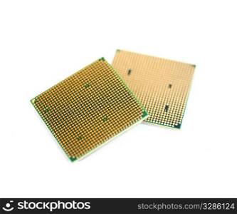 back of the micro processor isolated on the white background
