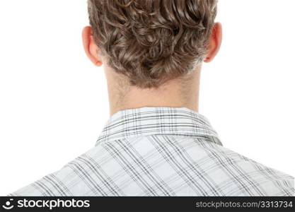 Back portrait of young man, isolated on white