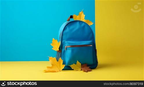 Back to school background with school bag. Illustration Generative AI