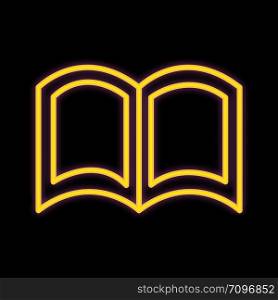 Back to school concept, flat design. Neon icon school book in illuminated yellow. . Neon icon school book in illuminated yellow