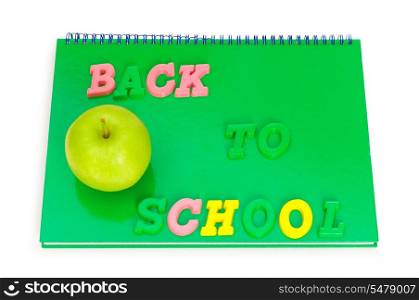 Back to school concept with book and apple