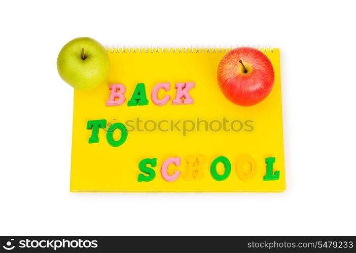 Back to school concept with book and apples