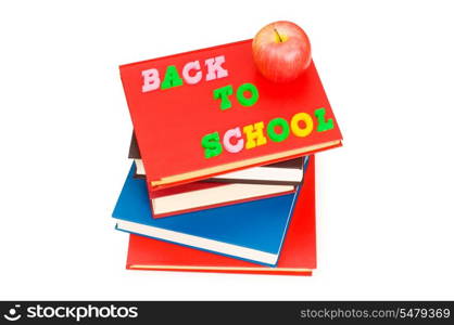 Back to school concept with books and apple