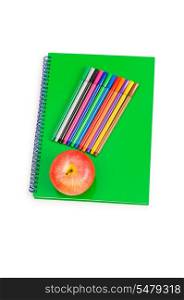 Back to school concept with books and apple&#x9;