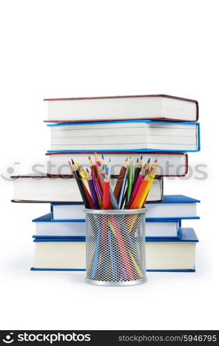 Back to school concept with books and pencils