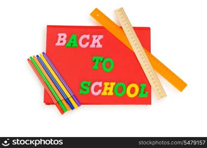 Back to school concept with various school items
