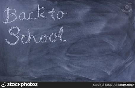 Back to school concept with written message on left hand side of chalkboard.