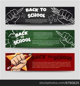Back to school horizontal banners. Back to school horizontal banners template vector illustration