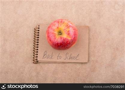 Back to school lettering with with a notebook on ground