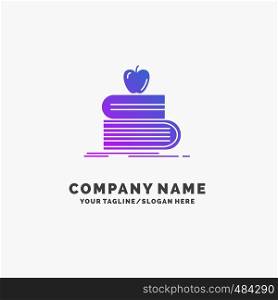 back to school, school, student, books, apple Purple Business Logo Template. Place for Tagline.. Vector EPS10 Abstract Template background