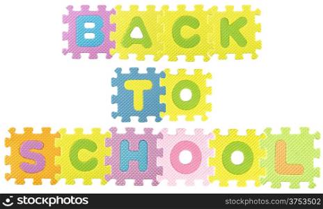 Back to School sentence created from Alphabet puzzle isloated on white background , with clipping path.